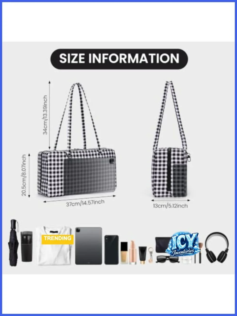 HiTotes Nylon Bowler Tote Bag for Women Large Slouchy Shoulder Hobo Bag for